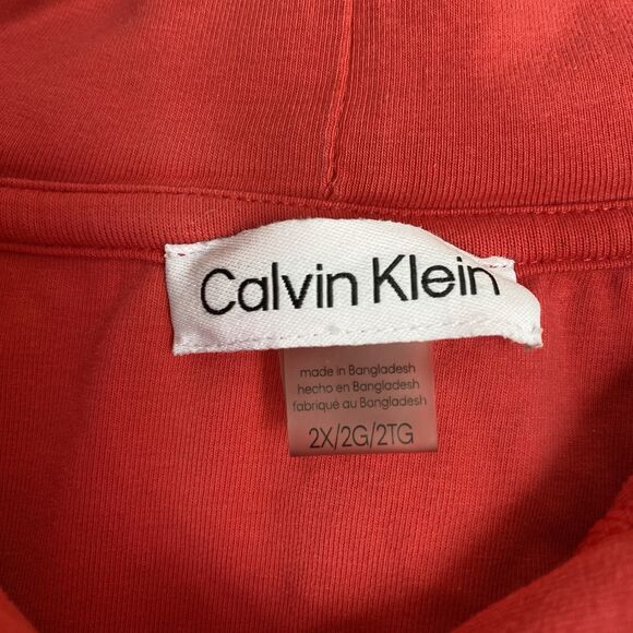 Calvin Klein Hooded Sweatshirt Dress 2X Pink Short Sleeve Relaxed - Picture 5 of 7